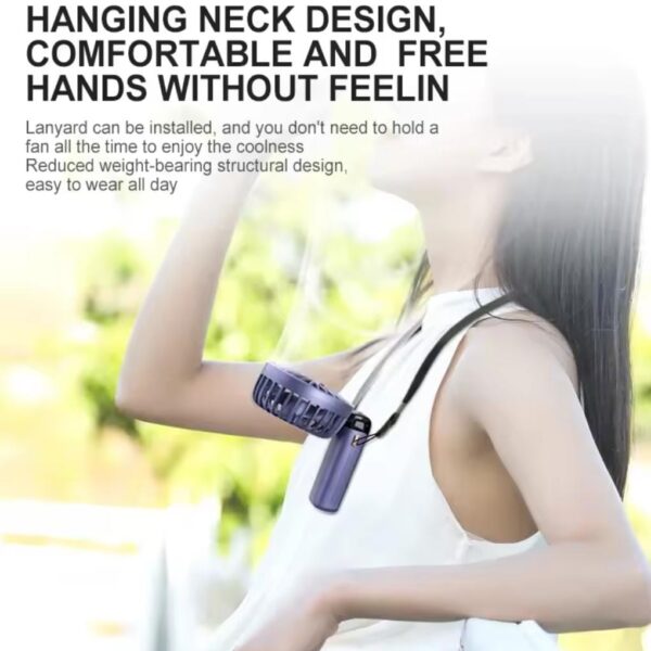 Handheld Mini Fan Foldable Portable Neck Hanging Fans 5 Speed USB Rechargeable Fan with Phone Stand and Display Screen   Random colour